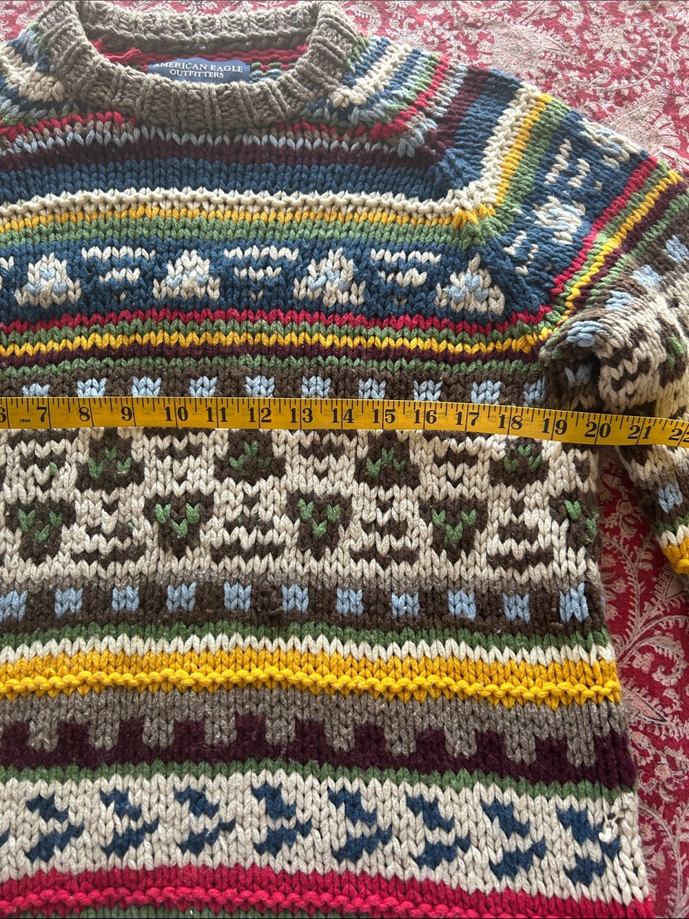 Vintage American Eagle Outfitters Classic Multicolor Fair Isle Crewneck Sweater - Picture 5 of 7